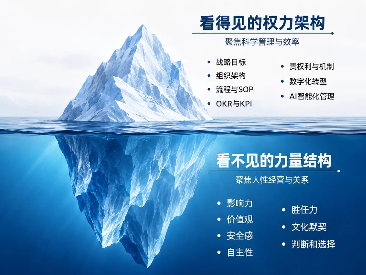 冰山：水面之上是权力架构，水面之下是力量结构
